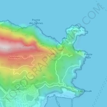 Carte topographique Pic des singes, altitude, relief