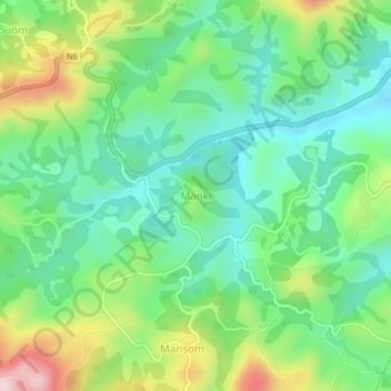 Carte topographique Manki, altitude, relief