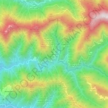 Carte topographique Vallecalde, altitude, relief