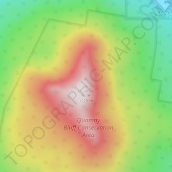 Carte topographique Quamby Bluff, altitude, relief