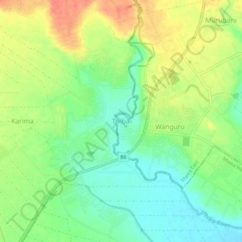 Carte topographique Thiba, altitude, relief