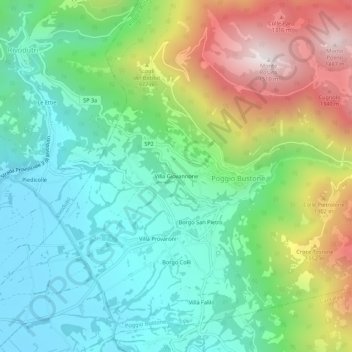 Carte topographique Villa Giovannone, altitude, relief