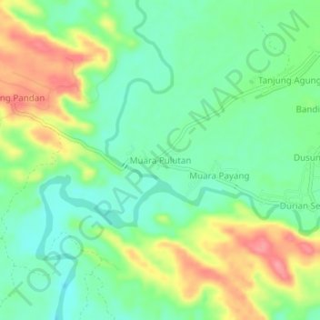 Carte topographique Muara Pulutan, altitude, relief
