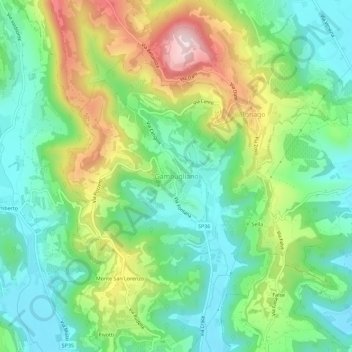 Carte topographique Gambugliano, altitude, relief
