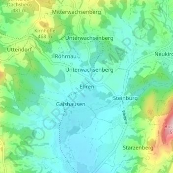 Carte topographique Ehren, altitude, relief