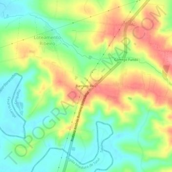Carte topographique Barreiro Rico, altitude, relief