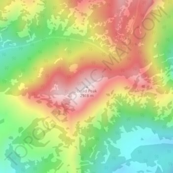 Carte topographique Druid Peak, altitude, relief