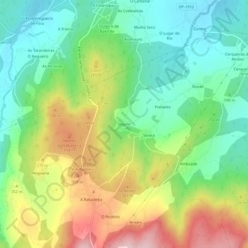 Carte topographique Segufe, altitude, relief