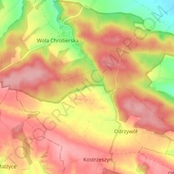 Carte topographique Korce, altitude, relief