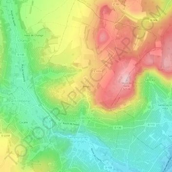 Carte topographique Borgy, altitude, relief
