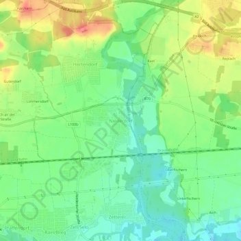 Carte topographique Niederdorf, altitude, relief