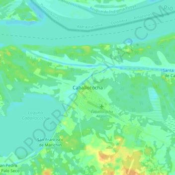Carte topographique Caballococha, altitude, relief