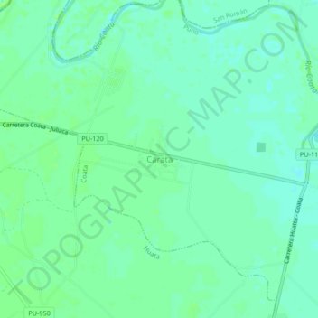 Carte topographique Carata, altitude, relief