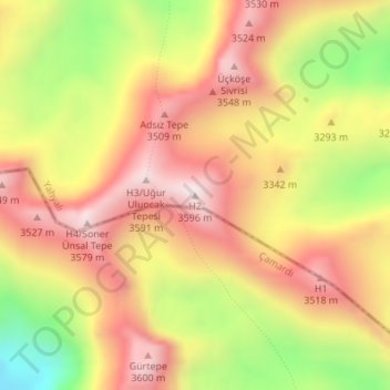 Carte topographique H2, altitude, relief