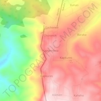 Carte topographique Kaptembwa, altitude, relief