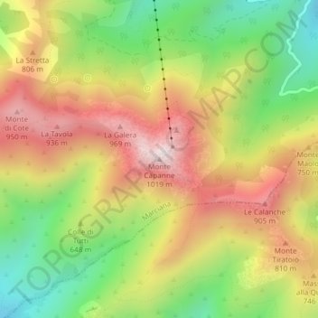 Carte topographique Monte Capanne, altitude, relief