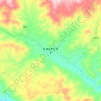Carte topographique 发展河哈尼族乡, altitude, relief
