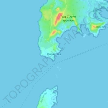 Carte topographique Bocachica, altitude, relief