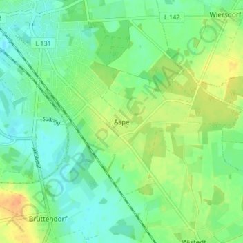 Carte topographique Aspe, altitude, relief