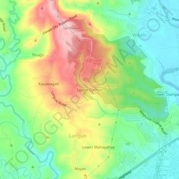 Carte topographique Upper Dampa, altitude, relief