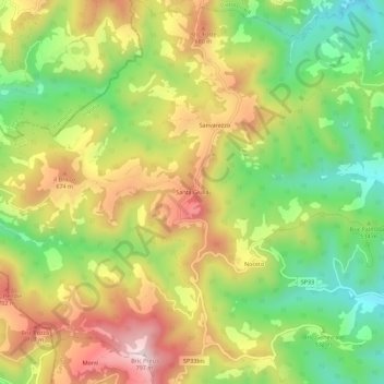 Carte topographique Santa Giulia, altitude, relief