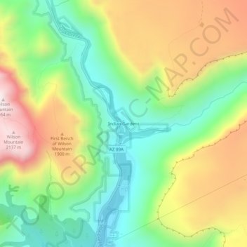 Carte topographique Indian Gardens, altitude, relief