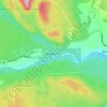 Carte topographique Waiparous, altitude, relief