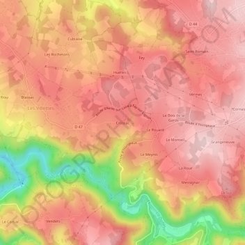 Carte topographique Crossac, altitude, relief