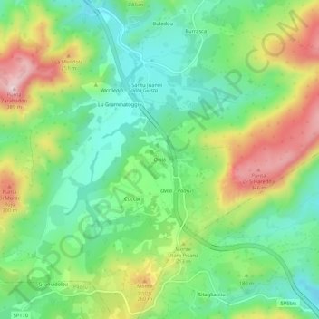Carte topographique Ovilò, altitude, relief