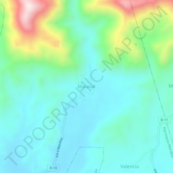 Carte topographique Maraval, altitude, relief