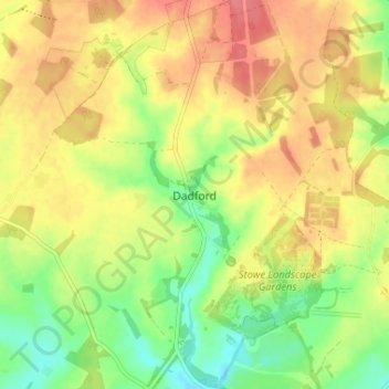 Carte topographique Dadford, altitude, relief