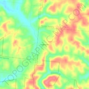 Carte topographique Centerpoint, altitude, relief