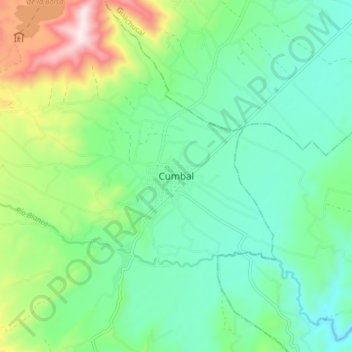 Carte topographique Cumbal, altitude, relief