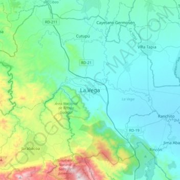 Carte topographique La Vega, altitude, relief