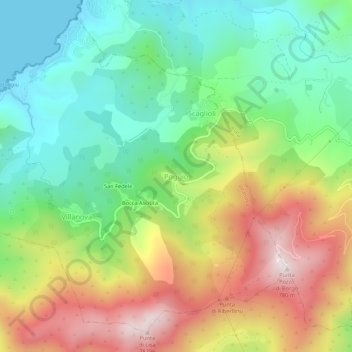Carte topographique Poggio, altitude, relief