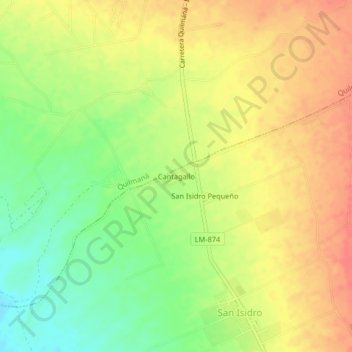 Carte topographique Cantagallo, altitude, relief
