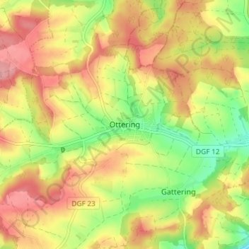 Carte topographique Ottering, altitude, relief