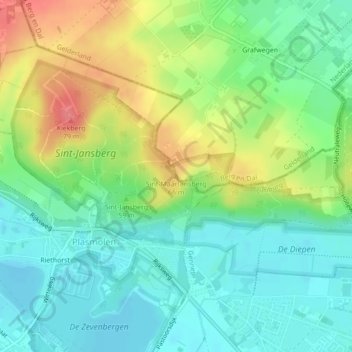 Carte topographique Sint-Maartensberg, altitude, relief