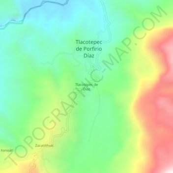 Carte topographique Tlacotepec de Díaz, altitude, relief