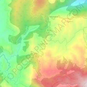 Carte topographique Jashuda, altitude, relief
