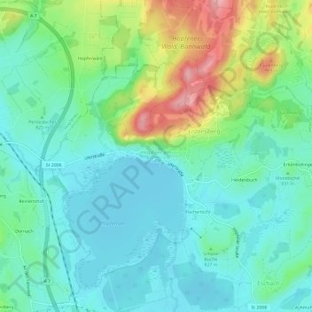Carte topographique Hopfen am See, altitude, relief