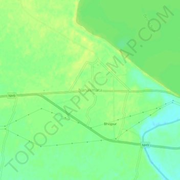 Carte topographique Nanakmata, altitude, relief