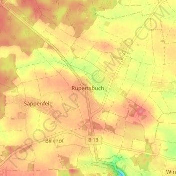 Carte topographique Rupertsbuch, altitude, relief