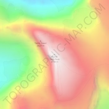 Carte topographique North Twin Peak, altitude, relief
