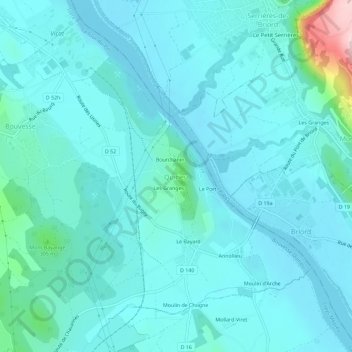 Carte topographique Quirieu, altitude, relief
