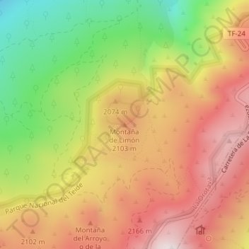 Carte topographique Montaña de Limón, altitude, relief