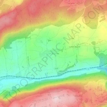 Carte topographique Les Bayards, altitude, relief