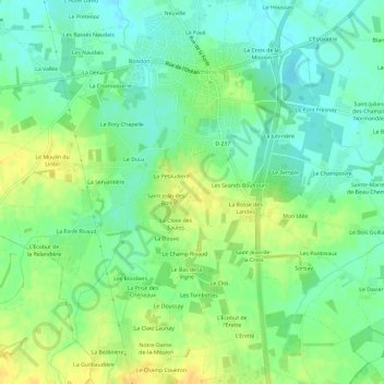 Carte topographique La Croix Erraud, altitude, relief