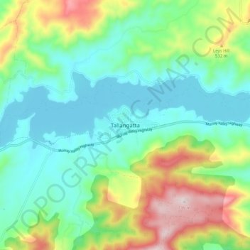 Carte topographique Tallangatta, altitude, relief