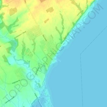 Carte topographique Port Rowan, altitude, relief